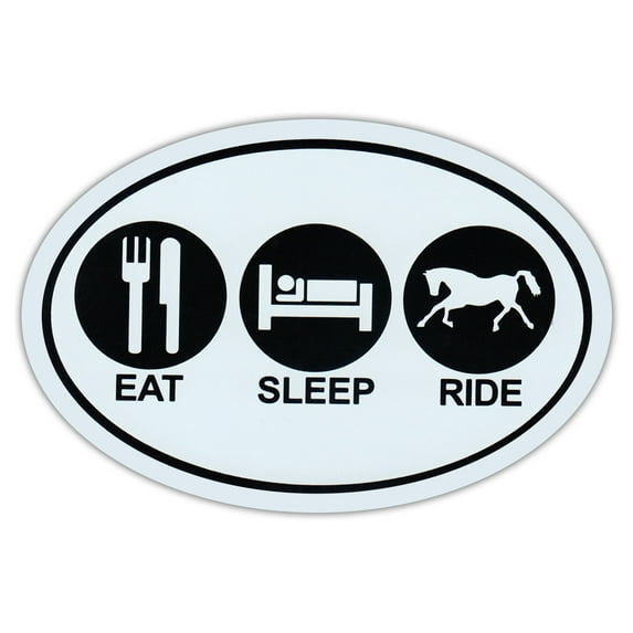 Oval Car Magnet - Eat - Sleep - Ride - Horse Lover's - Magnetic Bumper Sticker