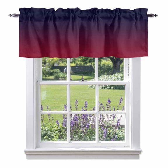 Purple Red Valances for Windows, Gradient Valance Window Treatment Rod Pocket Short Curtains Valances for Kitchen Bathroom 42"W x 12"L