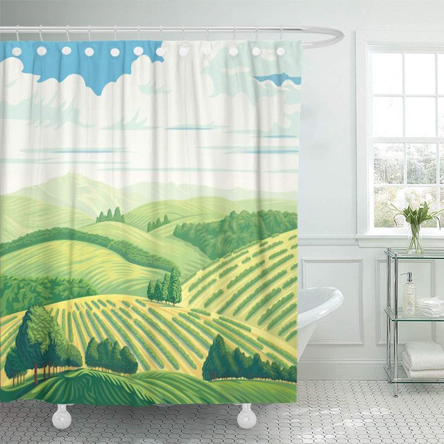 Cortina de Ducha ABPHQTO Agricultura Tierras de cultivo Paisaje Rural 160x180 cm