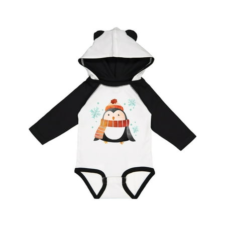 

Inktastic Cute Winter Penguin in Hat and Scarf with Snowflakes Gift Baby Boy or Baby Girl Long Sleeve Bodysuit