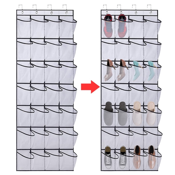 Organizador de zapatos para puerta organizador de comestibles soporte de zapatos Likrtyny de almacenamiento con 4 ganchos tamaño grande