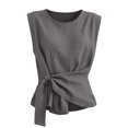thumbnail image 4 of Women's Crew Neck Sleeveless Blouse Relaxed Fit Casual Versatile Blouse Summer Blouse, 4 of 4