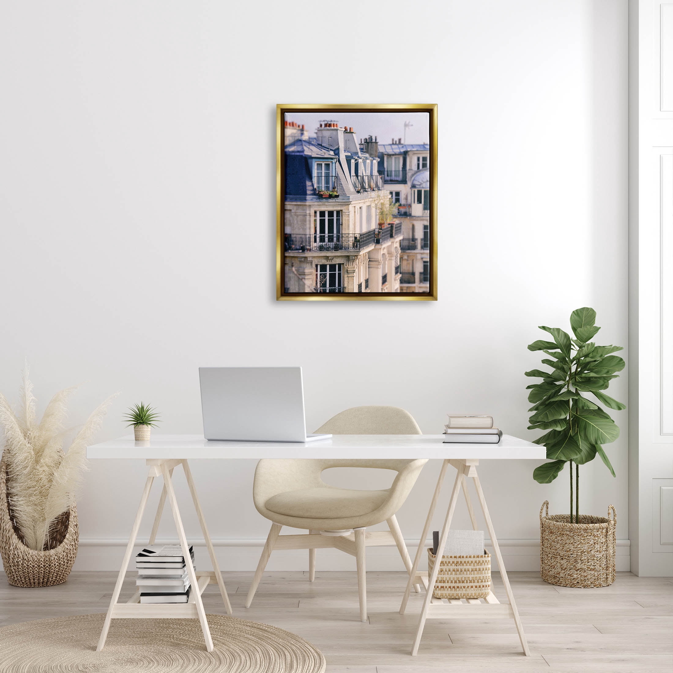 Parisian Architecture Buildings Town & City Photograph Metallic Gold Framed Art Print Wall Art