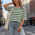 thumbnail image 6 of QUINDOS Summer Women T Shirt Short Sleeve Plus Size Tops for Women Vacation Striped Crew Neck Tops, 6 of 8