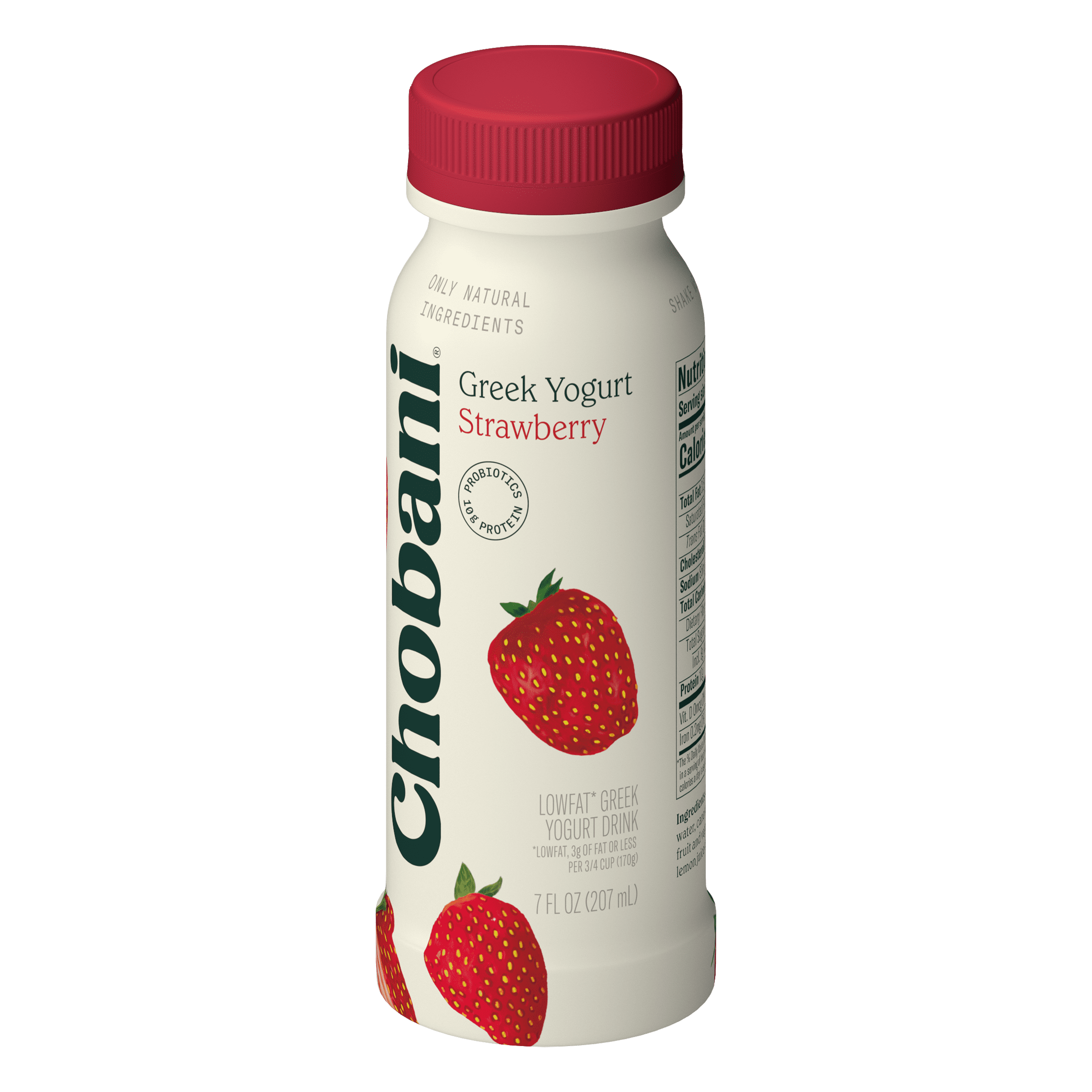 Chobani Low-Fat Greek Yogurt Drink Strawberry 7 fl oz Bottle