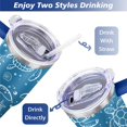 thumbnail image 5 of 40oz Cute Ocean Life Turtle Stainless Steel Flip Straw Tumbler Spill Proof Travel Cup Double Wall Vacuum Insulated Coffee Mug with Top Handle, 5 of 6