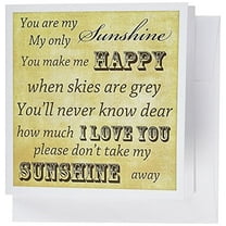 3dRose, Vintage Songs You Are My Sunshine- Love Songs, 6 Greeting Cards with envelopes