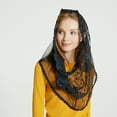 thumbnail image 1 of RXIRUCGD Muslim Headscarf Lace Shawl Triangular White Bridal( Black ), 1 of 5