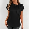 thumbnail image 5 of WREESH 2025 Fashion Tops Women's Summer Solid Color Round-Neck Short Sleeve Shirts Top Blouse, 5 of 6