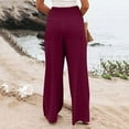 thumbnail image 6 of Vividxx Womens Pants Fashion Linen Pants For Women High Waisted Wide Leg Loose Fit Palazzo Pants Casual Beach Trouses With Two Pockets Comfy Vintage, 6 of 6