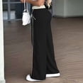 thumbnail image 3 of Women's Casual Wide Leg Pants Lightweight Drawstring Waist with Side Pockets Summer Comfy Slacks Black L, 3 of 6