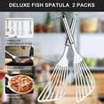 thumbnail image 3 of 2-Piece Cualork Fish Spatula, Up  Metal Spatula, Big Size Spatula Stainless Steel, Premium Kitchen Spatula Set, Thickness Blade Spatulas Turner for Cooking, Flipping, Turning, Frying and Grilling, 3 of 7