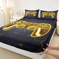 thumbnail image 3 of Homewish Gradient Yellow Gamepads Boy 4 Pieces Queen Sheet Sets,Video Game Ultra Soft Flat Sheet,Geometric Hexagon Honeycomb Queen Fitted Sheet,Breathable Home Decor, 3 of 7