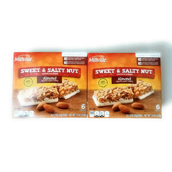 Milville Sweet & Salty Nut Granola Bars - Almond Flavor - 12 Bars