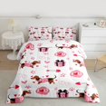 thumbnail image 2 of Homewish Pet Dogs Lover Queen Comforter Set,Cute Cartoon Dachshund Bedding Sets,Pink Paws Loves Bedding Comforter Set For Girls Boys,Breathable Bedroom Decor Reversible,3-Piece, 2 of 8