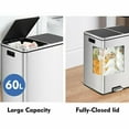 thumbnail image 5 of LAZY BUDDY Stainless Steel Kitchen Trash Can with Lid, 16 Gallon Step Rubbish Bin, Double Compartment Classified Recycle Garbage Can with Foot Pedal for Office Home, 5 of 9