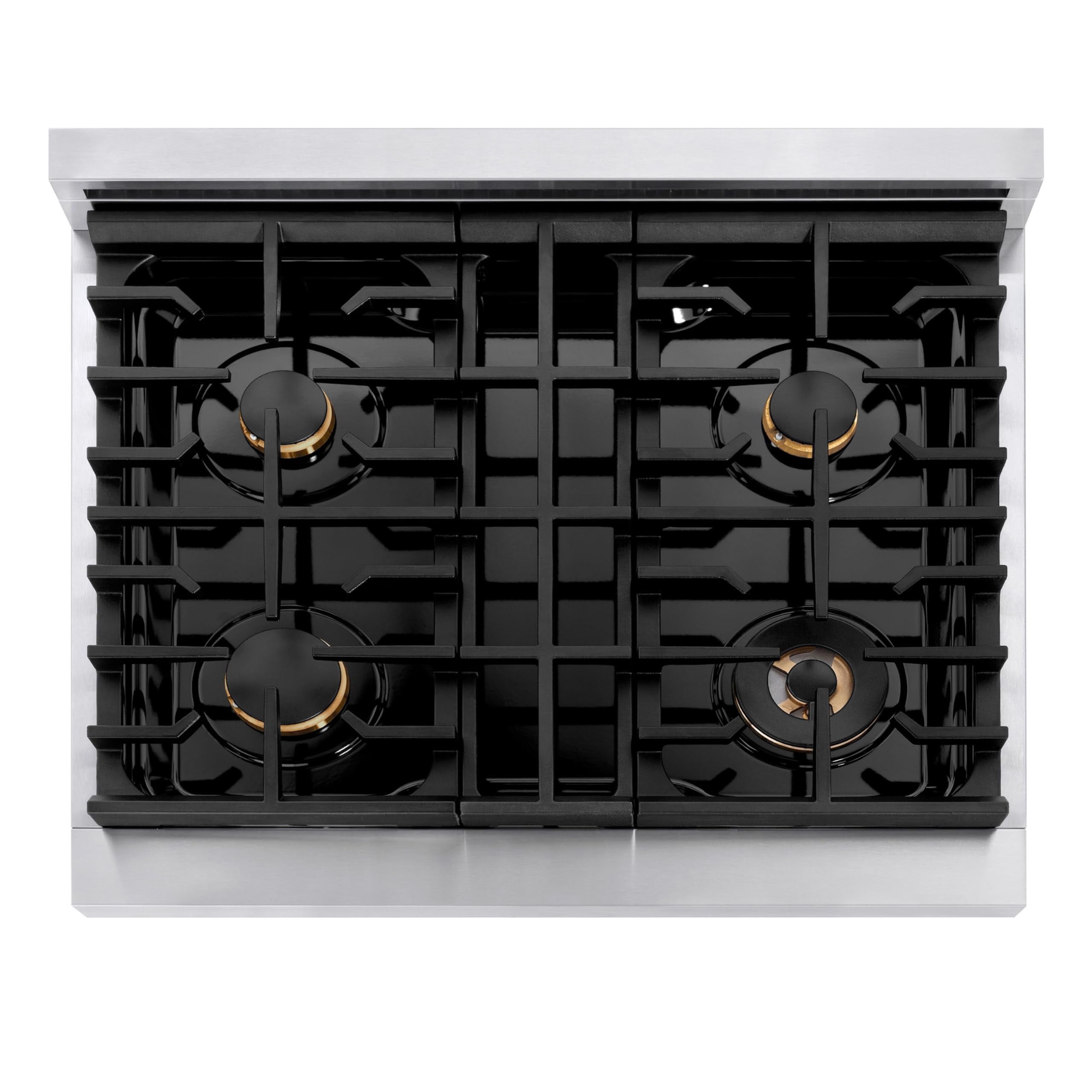 ZLINE Autograph 30" 4.2 cu. ft. Paramount Dual Fuel Range with 4 Burners in Stainless Steel with Polished Gold Accents, SDRZ-30-G
