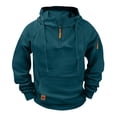 thumbnail image 2 of LYSMORA Men's Quarter Zip Outdoor Hoodie, Zipper Arm Pocket Raglan Sleeve Athletic Pullover Sweatshirt With Front Kangaroo Pocket, 2 of 5