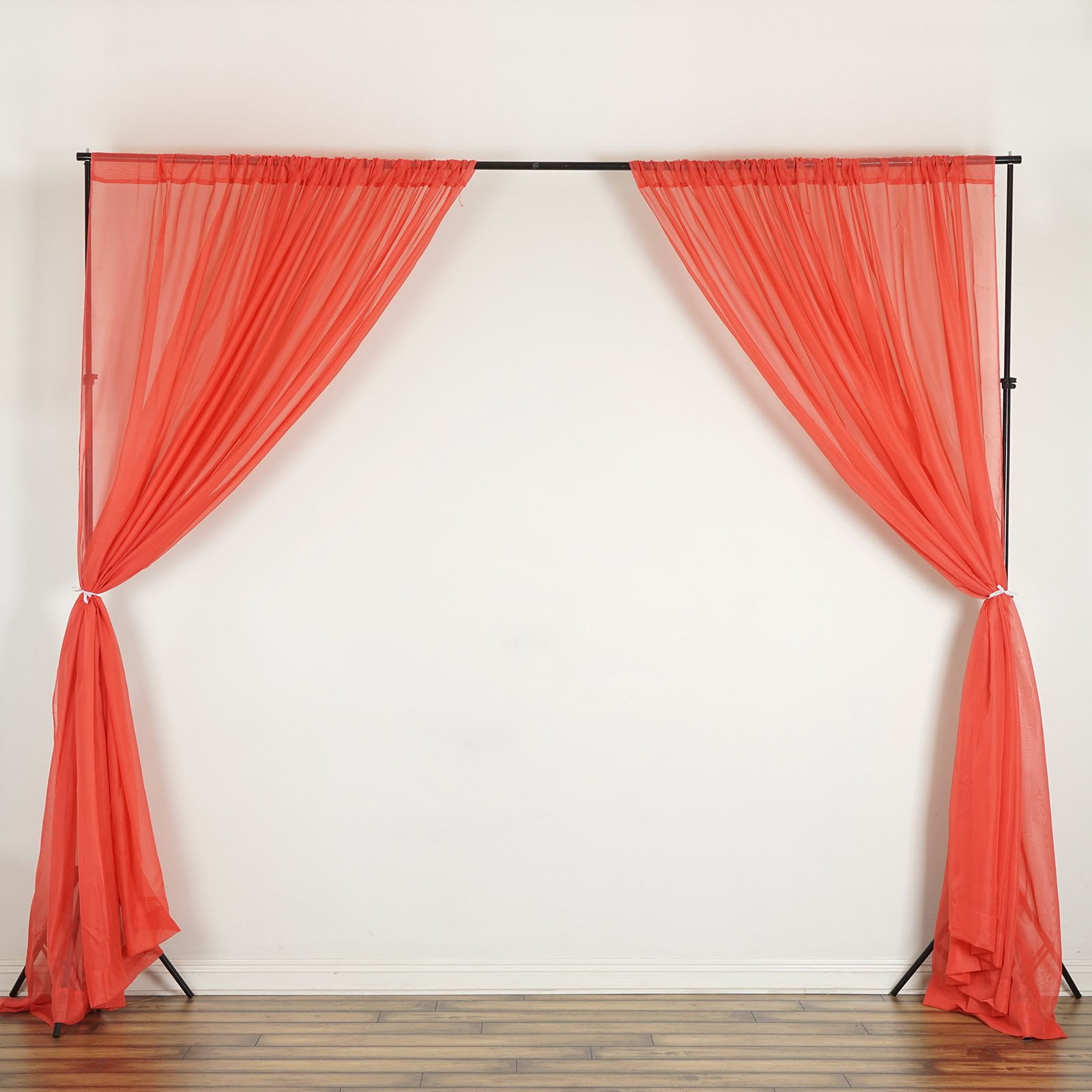 Efavormart 10FT Fire Retardant Coral Sheer Voil Curtain Panel Backdrop