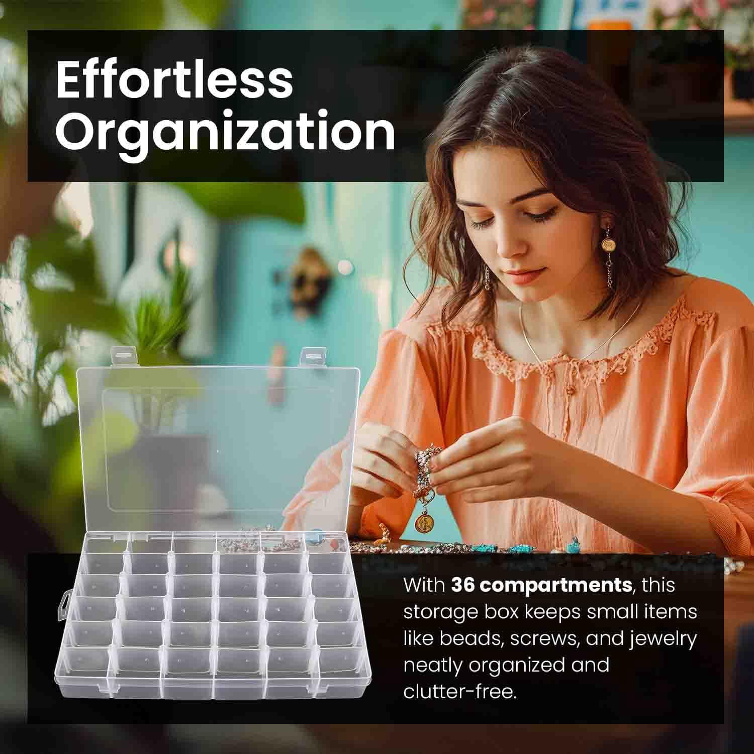 8pack 36 Grids Plastic Clear Organizer Box Bead Storage Containers With Adjustable Dividers For Craft Fishing Tackles Parts 8 Sheets Label Stickers
