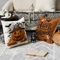 thumbnail image 5 of Sm:)e Trick or Treat Ghost Pumpkin Spider Web Bat Happy Halloween Pillow Covers 18x18 Inch Set of 2, Cushion Covers for Sofa Home Decor, 5 of 8