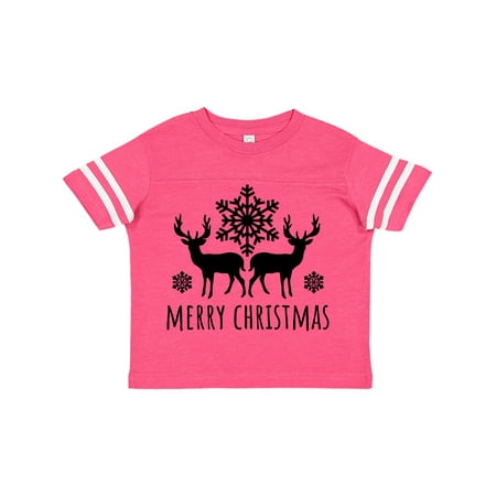 

Inktastic Merry Christmas Black Reindeer Silhouette with Snowflakes Gift Toddler Boy or Toddler Girl T-Shirt