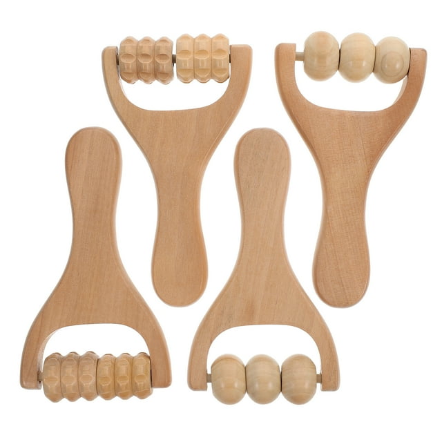4 rodillos de madera para masaje corporal completo, herramienta de masaje de pies para hombres.