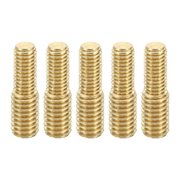 Uxcell M5x0.8 to M6x1 Double End Stud Screw Bolt, 5pcs Brass Rod Bolts Thread Reducer Adapter 20mm