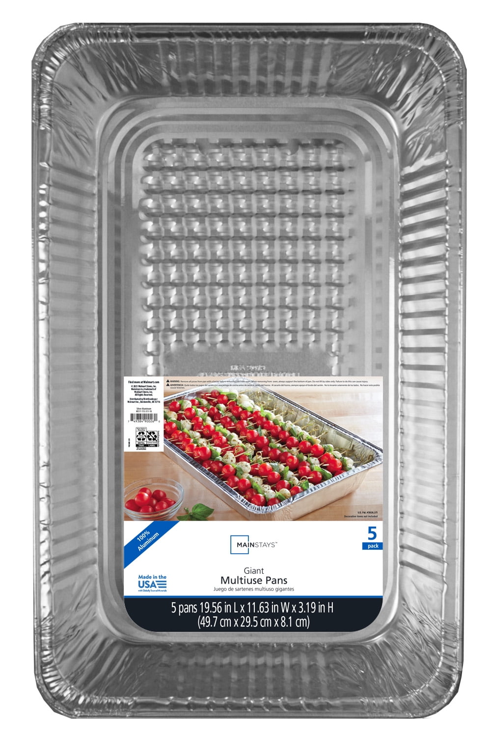 Mainstays Aluminum Full Steam Pan, 19.5" x 11.6", Giant Disposable Catering Pan, 5 Count
