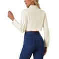 thumbnail image 4 of INSPIRE CHIC Casual Denim Jacket for Women's Collared Button Down Long Sleeve Crop Jean Jackets S Beige, 4 of 7
