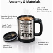 Self -Stirring Automatic Coffee Mug 11oz Capacity, Self Stirring Mug with Temperature Control & Push button operates, stainless steel coffee cup with 2 “AAA” Batteries (Not Included) Heating Mug