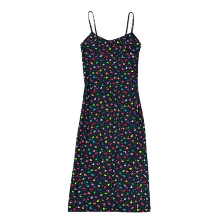 

Women Sexy Slip Dress Adults Love/Argyle Print Spaghetti Strap V-Neck One-piece