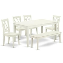 East West Furniture Dining Room Set Linen White, CACL6-LWH-W