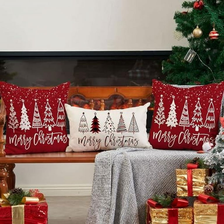 Farmhouse christmas throw online pillows