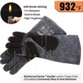 thumbnail image 5 of 16 Inches,932, Leather Forge//Stick Welding Gloves Heat/Fire Resistant, Mitts for Oven/Grill/Fireplace/Pot Holder/Tig Welder//BBQ/ glove GreyBlack, 5 of 5