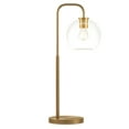 thumbnail image 3 of Evelyn&Zoe Harrison 27" Tall Arc Table Lamp with Glass Shade, Brass/Clear, 3 of 7