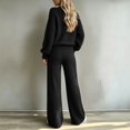 thumbnail image 3 of YHCY Womens 2 Piece Ribbed Knit Outfit Long Sleeve Crew Neck Tunic Sweatshirt Basic Straight Wide Leg Sweatpant Lounge Trendy Suits Oversized Dressy Sets Travel Vacation Sweatsuit Black L, 3 of 7