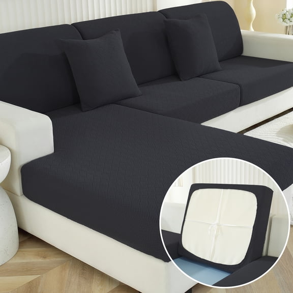 Jiater Couch Covers Stretch Sofa Cushion Covers Washable L Shape Sofa Slipcovers,1 Seat Cover,Dark Gray