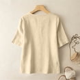 thumbnail image 4 of Summer Linen Shirts for Women 2026 Trendy Short Sleeve Boho Tops Dressy Casual Crewneck Vacation Tunic Blouse Yellow 2XL, 4 of 4