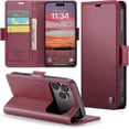 thumbnail image 1 of Funda tipo cartera para iPhone 17 Pro con tarjetero, función atril, bloqueo RFID, cierre magnético, protección a prueba de golpes, de piel sintética, con tapa tipo cartera para iPhone 17 Pro, 1 of 7