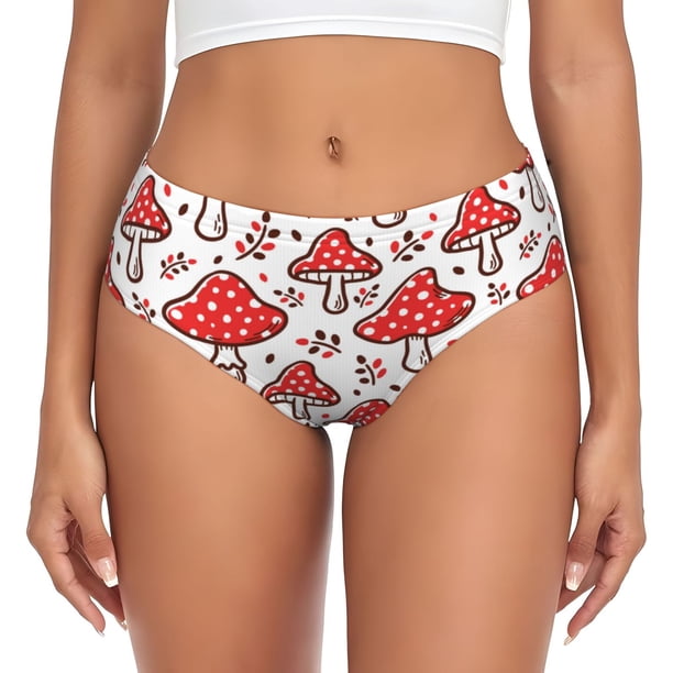Fotbe Amanita Red Mushroom Calzones Estampados para Mujer – Ropa Interior de Algodón, Cómoda, Suave y Elástica-Medium