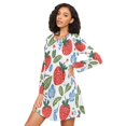 thumbnail image 3 of FORMRS Womens Long Sleeve Nightgowns Crew Neck Sleep Shirt Soft Pajamas Sizes S-3XL, Vibrant Strawberries, 3 of 8