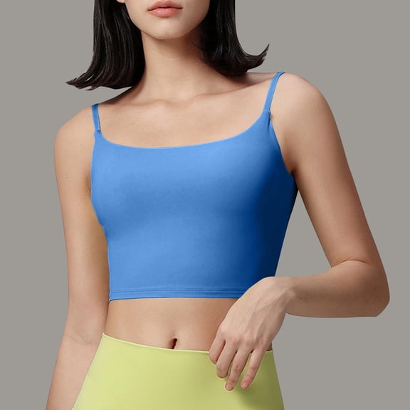 Blmnix High Support Women's Bras High Impact Yoga Sports Bra Bras Sport Blue Spaghetti Straps Womens Sports Bras,XXL