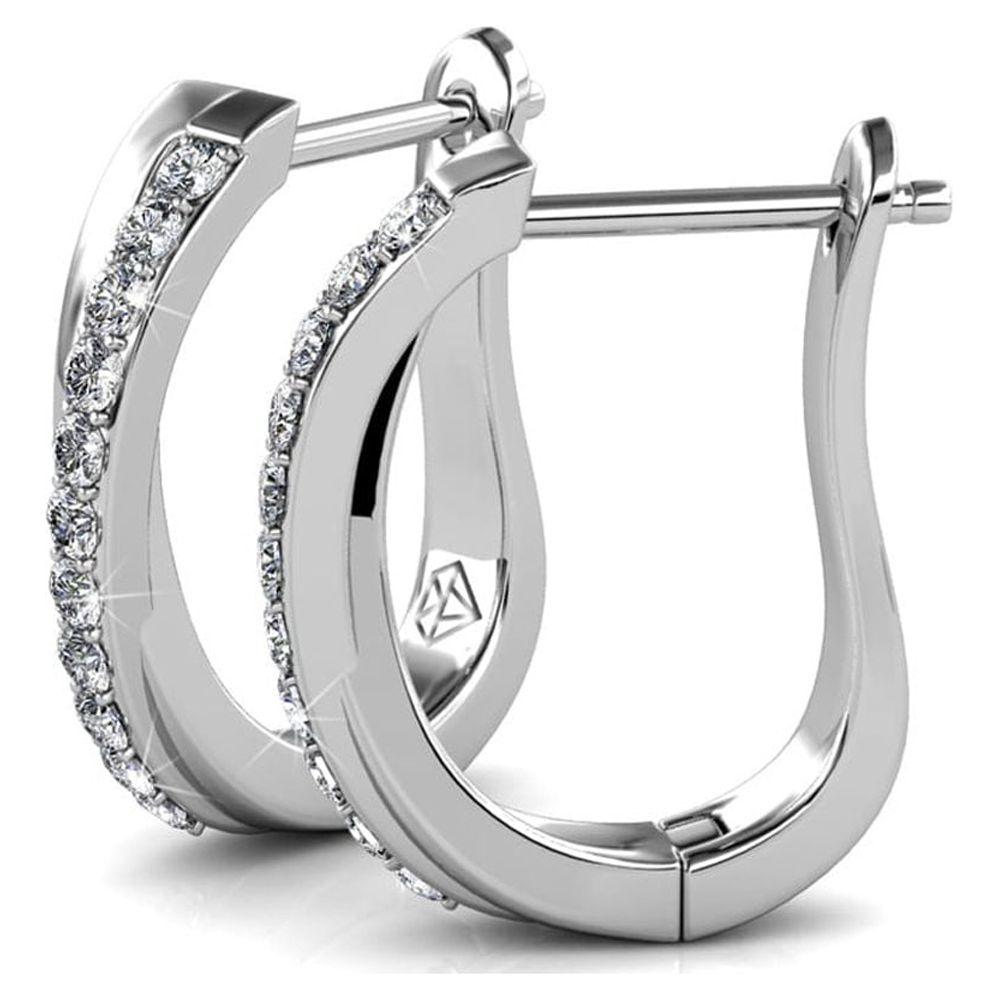 Cate & Chloe Amaya 18k White Gold Plated Silver Hoop Earrings | Jewelry for Women, Earrings with Crystals - image 5 of 9