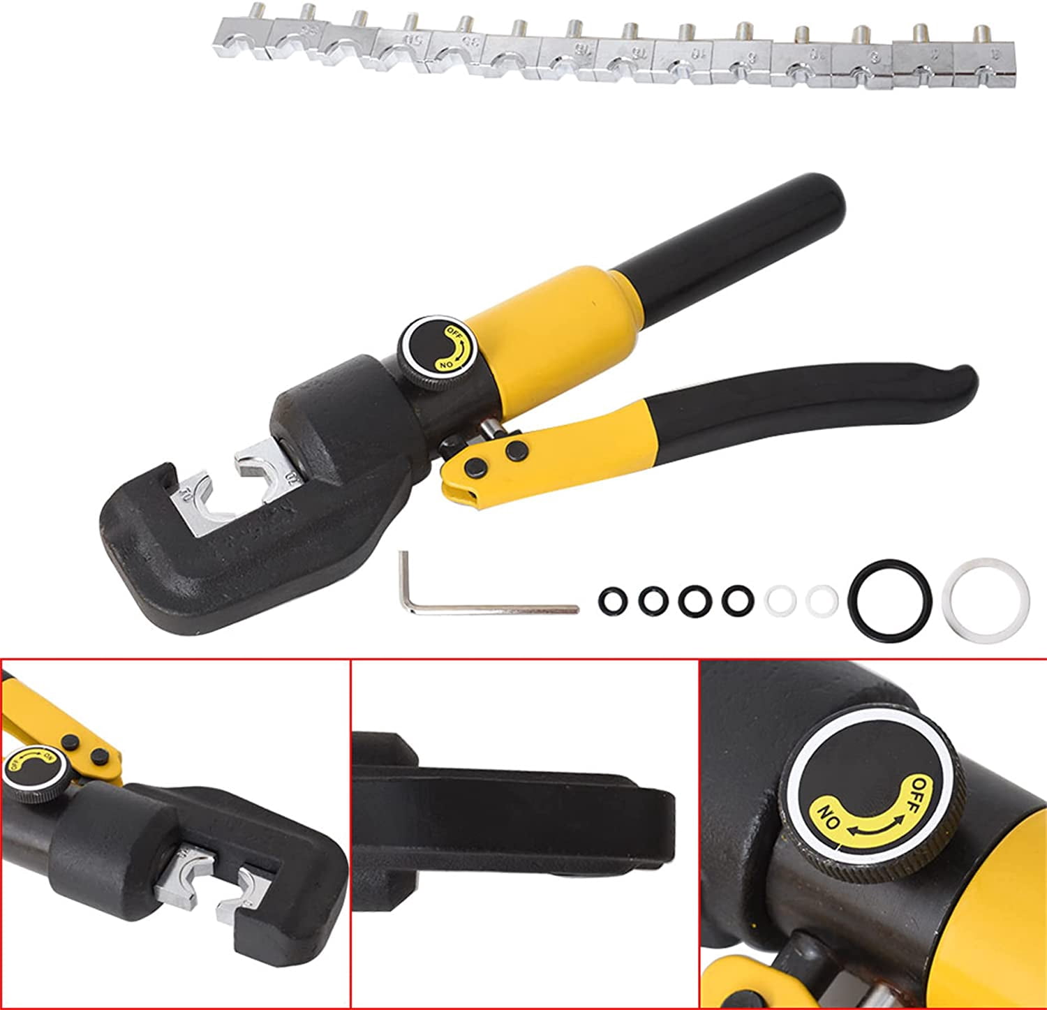 ALL-CARB 6 Tons Hydraulic Wire and Cable Lug Terminal Crimping Connection Tool with 9 Pairs of Dies
