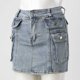 thumbnail image 4 of Gibobby faldas para mujer invierno Falda cargo de cintura Falda de mezclilla mini cargo con botones para mujer con bolsillos(Azul, XL), 4 of 5