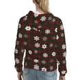 thumbnail image 7 of Fotbe Plaid Snowflakes Festive Pattern Womens Long Sleeve Hoodie, Pullover Hooded Sweatshirt, Kangaroo Pocket Hoodie with Eye-catching Drawstrings-Small, 7 of 7