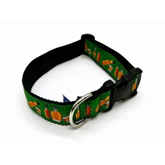 Preston Heavy Duty Adjustable Dog Collar - Ideal Pet Collars Come in Different Sizes for Dogs from X-Large to X-Small. Bourbon Bottles (X-Small Collar, 3/4 Inch Thick)