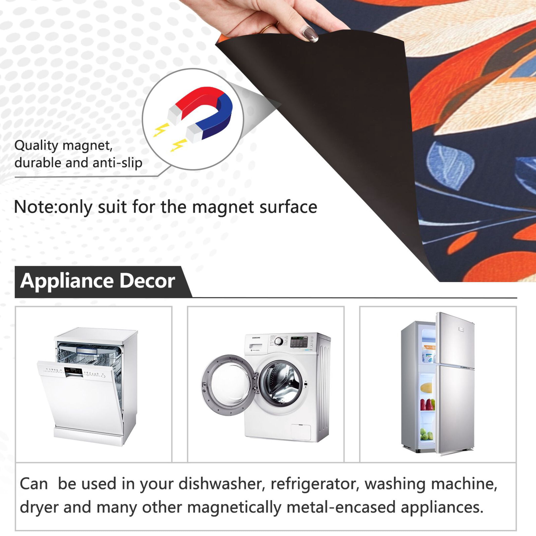 Dishwasher Magnetic Sticker 23x26 Inch Refrigerator Magnetic Sticker Washing Machine Magnetic Sticker Kitchen Panel Magnetic Sticker Home Decor Beautiful Orange Lotus