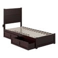 thumbnail image 2 of NoHo Twin Extra Long Solid Wood Bed with Footboard and 2 Drawers in Espresso, 2 of 10
